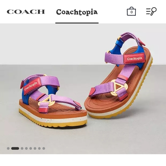 Coachtopia Strappy Sandal US W7 / M5 Burnished Amber/Violet Multi EUC - Picture 2 of 12